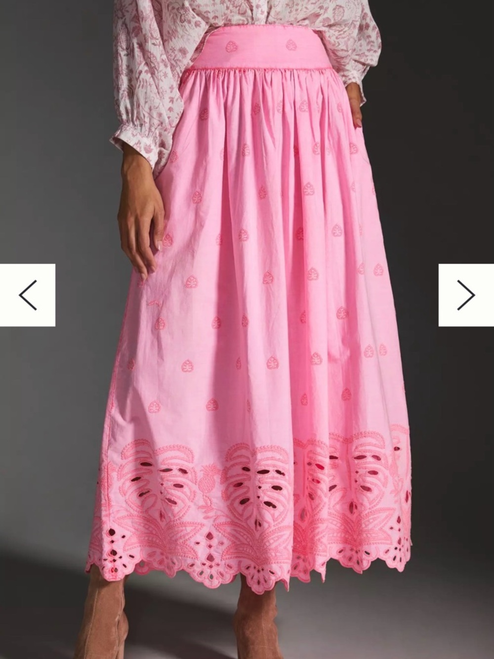 FARM Rio Scalloped Broderie Anglais Eyelet Maxi Skirt